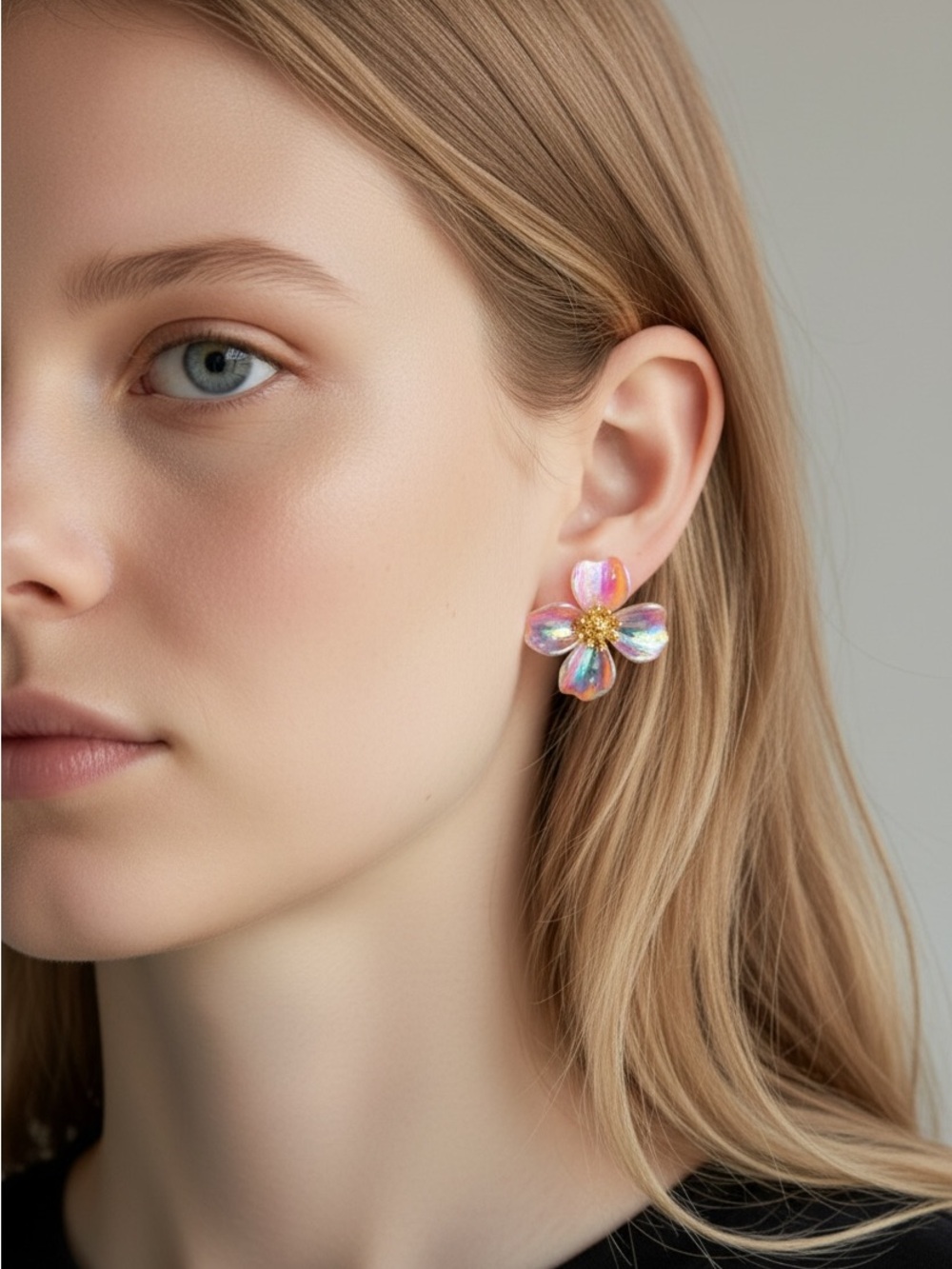 10/10 Floral Iridescent Pink Statement Earrings